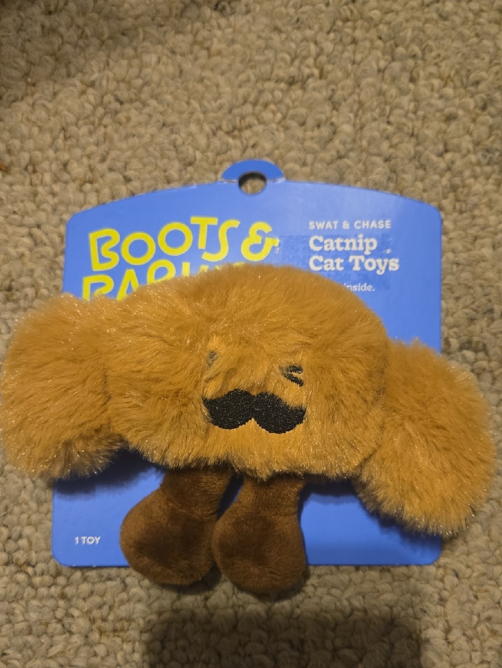Boots & Barkley Brown Plush Catnip Crab Toy with Black Mustache